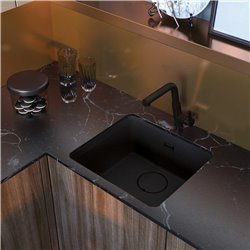 Deante Momi Küche Einbauspülen Granitspülbecken, 1-Becken-Nero