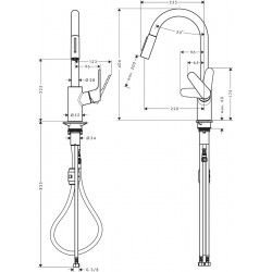 Hansgrohe Hansgrohe Focus M41 - Spültisch Einhebelmischer 240 mit ausziehbarer Geschirrbrause, Edelstahl 31815800