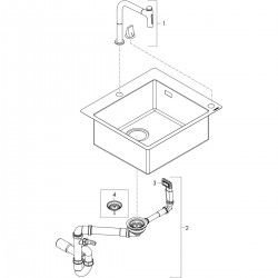 Hansgrohe Abwäschen - Set - Spültisch + Spültischarmatur C71-F450-06, VerChromt  43201000