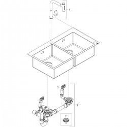 Hansgrohe Abwäschen - Küchenset - Spültisch + Spültischarmatur C71-F765-10, VerChromt 43203000