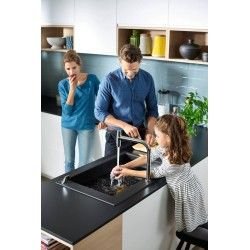 Hansgrohe Abwäschen - Küchenset - Spültisch + Spültischarmatur C51-F660-07, Graphitschwarz / VerChromt 43218000