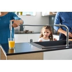 Hansgrohe Abwäschen - Küchenset - Spültisch + Spültischarmatur C51-F660-07, Graphitschwarz / VerChromt 43218000