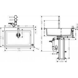 Hansgrohe Abwäschen - Küchenset - Spültisch + Spültischarmatur C51-F660-07, Graphitschwarz / VerChromt 43218000