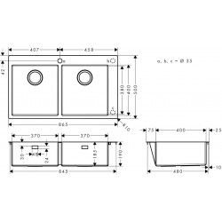 Hansgrohe S711-F765 Einbauspüle 370/370 mit 2 Becken, ohne Abtropffläche Einbauspülen 43303800