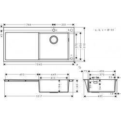 Hansgrohe S71 S715-F450 Einbauspüle 450 mit Abtropffläche Edelstahl 43306800