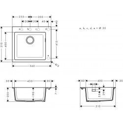 Hansgrohe S510-F450 Einbauspülbecken  Abwäschen Graphitschwarz 43312170