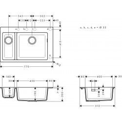 Hansgrohe S510-F635 Einbauspülbecken  Abwäschen Graphitschwarz 43315170