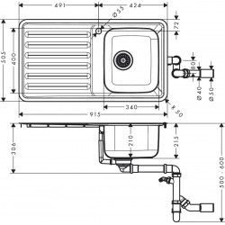 Hansgrohe  Küchenspüle mit Abtropffläche  S4111-F340 Edelstahl 43340800