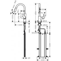 Hansgrohe Einhebel-Küchenmischer Spültischmischer mit Ausziehbrause Focus M41 SPTM 240 AZB 2j sBox Chrom 73880000