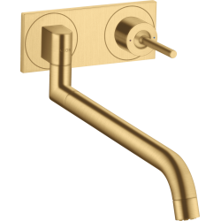 Wasserhahn Küche-Hansgrohe Einhebel-Küchenmischer Unterputz für Wandmontage Axor Uno 2 Spültischmischer UP in gebürstetem Gold (Artikelnummer: 38