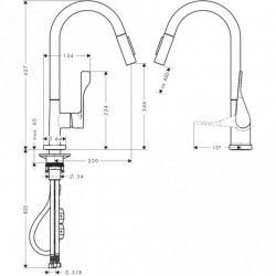 Hansgrohe Einhebel-Küchenmischer Spültischmischer Axor Citterio m.AZB BB 39835950