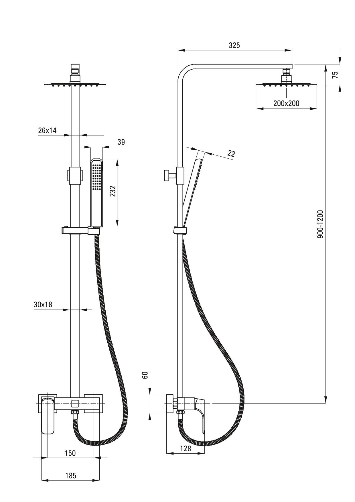 Detail-Deante Hiacynt Badezimmer Duschsysteme mit Duscharmatur NAC_01QM