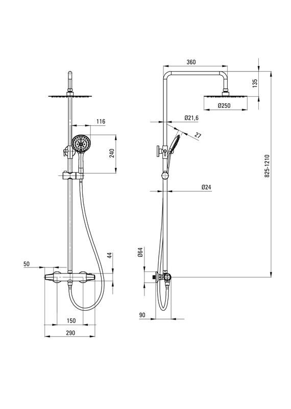 Detail-Deante Jasmin Badezimmer Duschsystem mit Duscharmatur und Thermostat