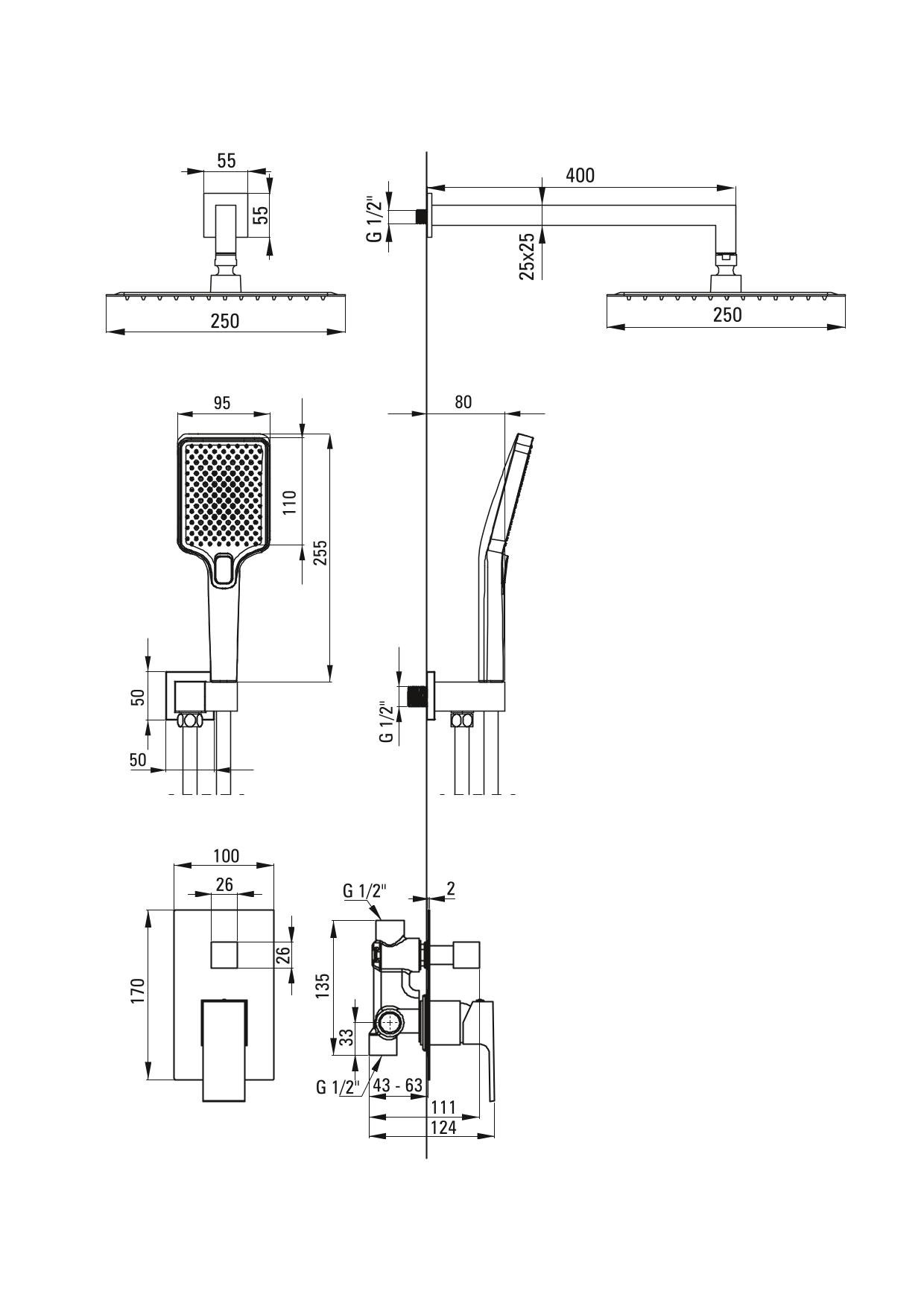 Detail-Deante Anemon Bis Unterputz-Duschsets Armaturen für Badezimmer, NAC_N9MP