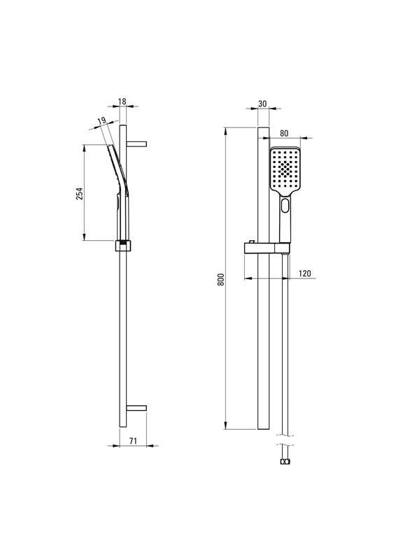 Detail-Deante Alpinia Bad Dusch-Sets Dusch-Sets, 3 Funktionen, Mit Stange-Chrom