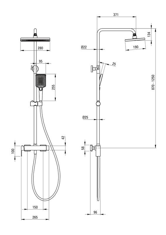 Detail-Deante Anemon Bad Duschsysteme Duschsystem, Mit Duscharmatur-Nero