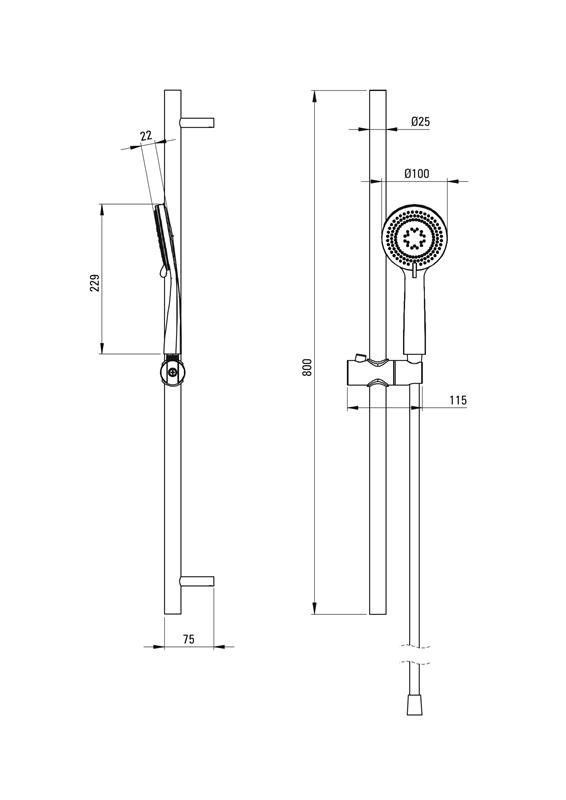 Detail-Deante Arnika Bad Dusch-Sets Dusch-Sets, 3 Funktionen, Mit Stange-Chrom