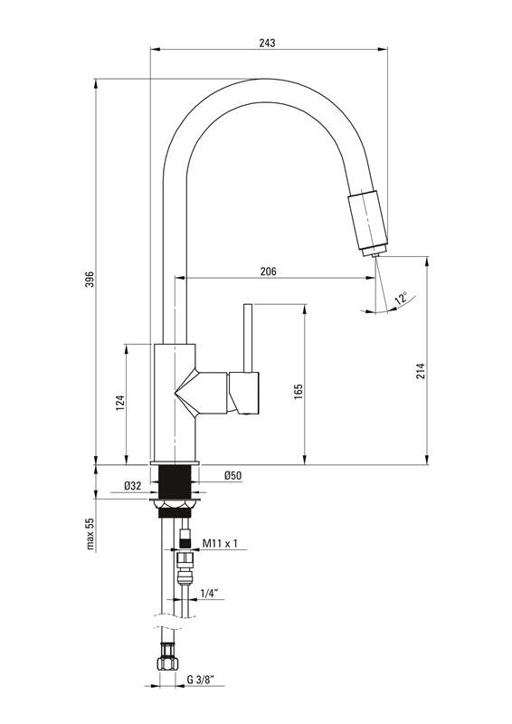 Detail-Deante Aster Küche Küchenarmaturen Küchenarmatur, Mit Anschluss An Wasserfilter-Nero