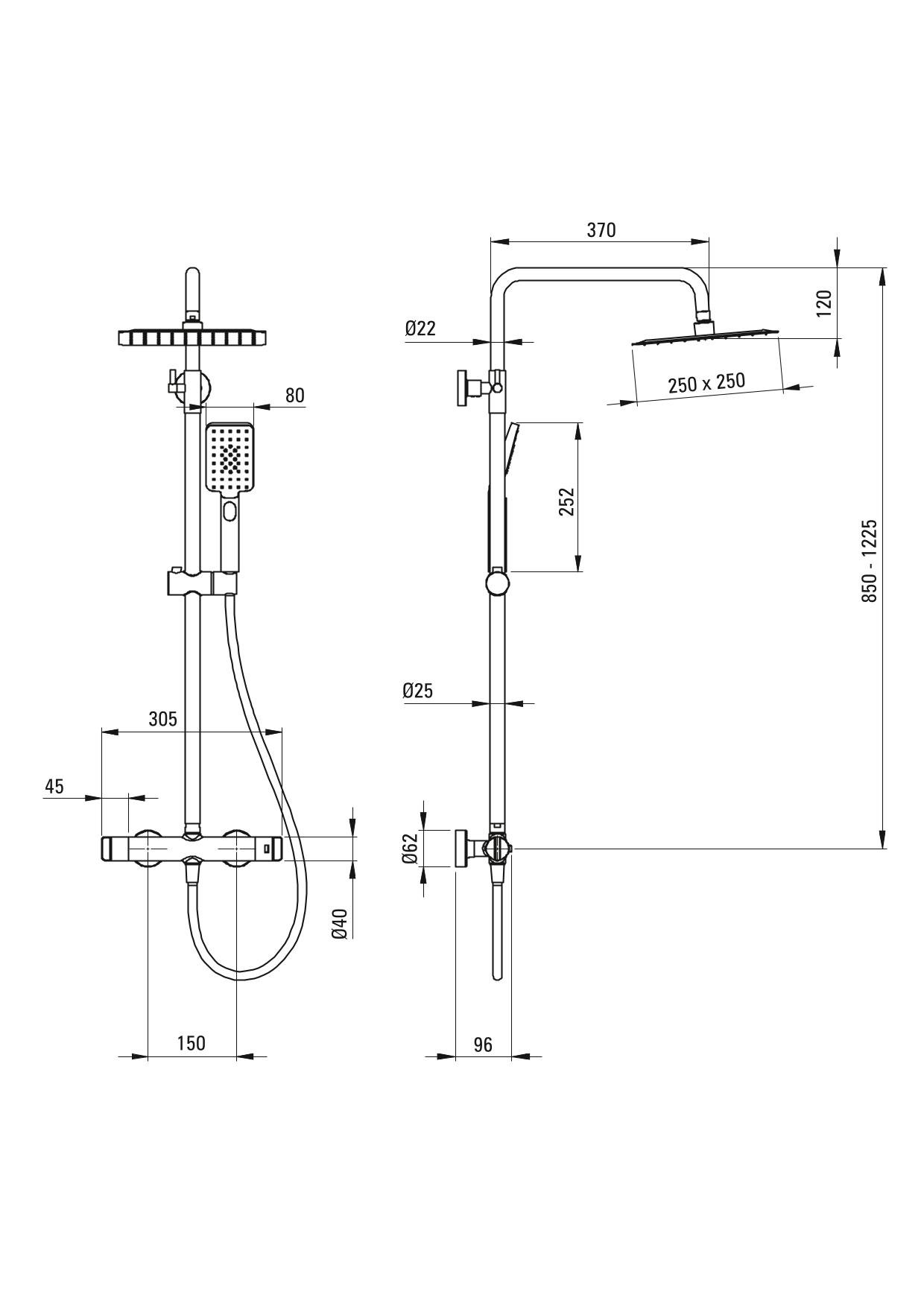 Detail-Deante  Bad Duschsysteme Duschsystem, Mit Duscharmatur, Thermostatisch-Chrom