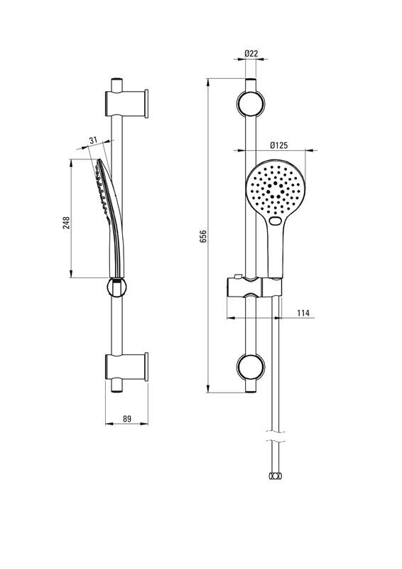 Detail-Deante Lupo Bad Dusch-Sets Dusch-Sets, 3 Funktionen-Edelstahl