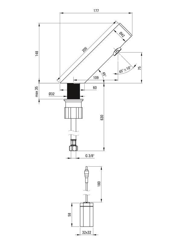 Detail-Deante Sense Bad  Waschbeckenarmatur, Berührungslos, Ohne Temperaturregulierung