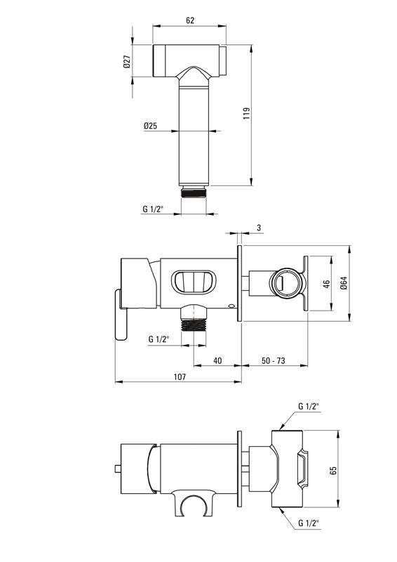 Detail-Deante Silia Bad Bidetarmaturen, Unterputzmontage, Mit Bidet-Handbrause-Edelstahl