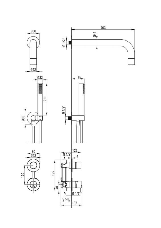 Detail-Deante Silia Bad Unterputz-Duschsets Unterputz-Duschset, Mit Einem Festen Duschkopf-G-Gold