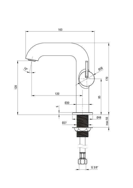 Detail-Deante Silia Bad Waschbeckenarmaturen Waschbeckenarmatur, Mit Rechteckigem Auslauf-Edelstahl