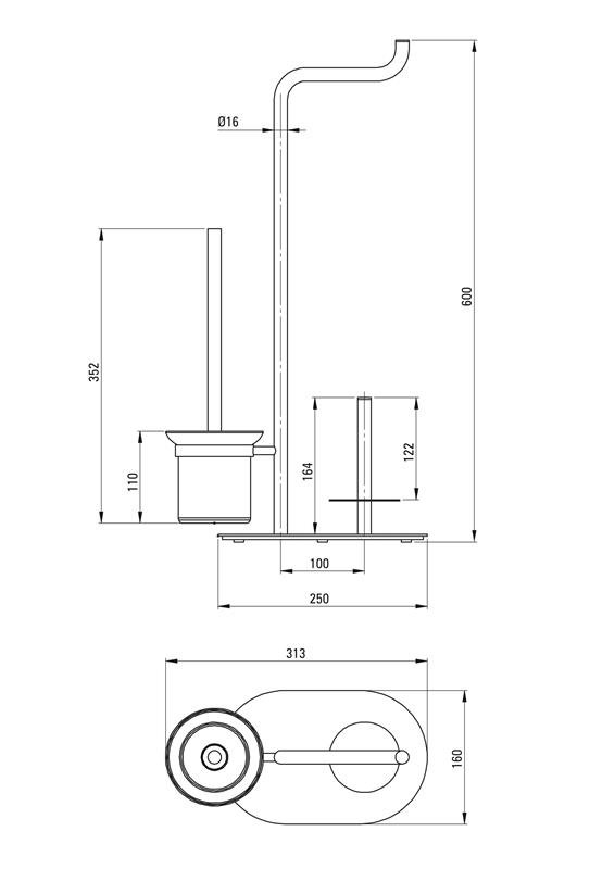 Detail-Deante Silia Bad WC-Bürsten Papierständer - 3 Funktionen-Titanium
