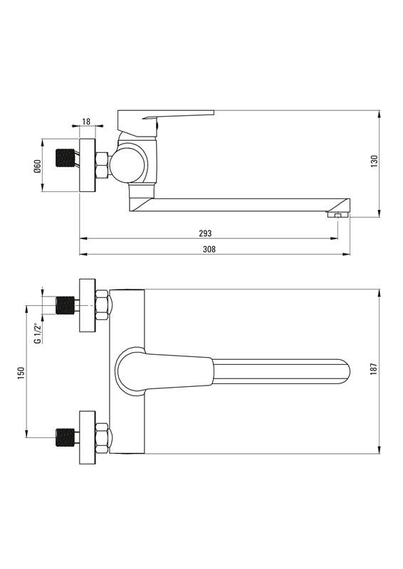 Detail-Deante Tubo Küche Küchenarmaturen Wand-Küchenarmatur-Chrom