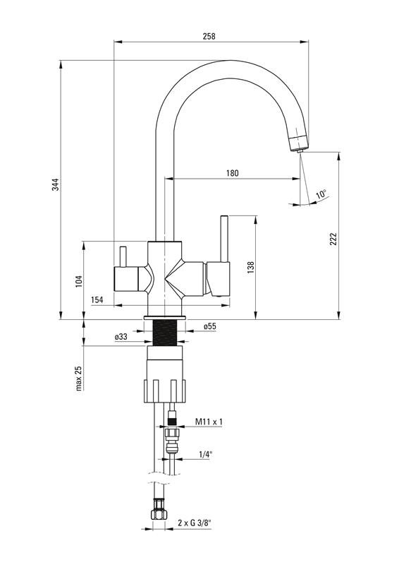 Detail-Deante Küchenarmatur mit Anschluss an Wasserfilter, Modell BCH_064M
