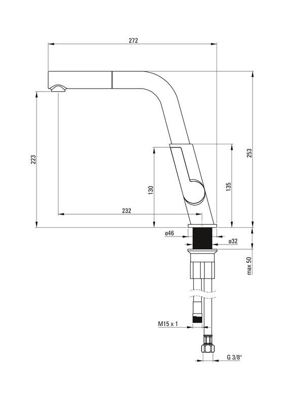 Detail-Deante Silia Küchenarmatur aus Chrom mit ausziehbarer Brause für den Spültisch