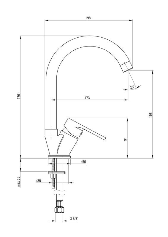 Detail-Deante Chaber BGC_062M - Küchenarmatur in modernem Design mit Einhebelbedienung und schwenkbarem Auslauf