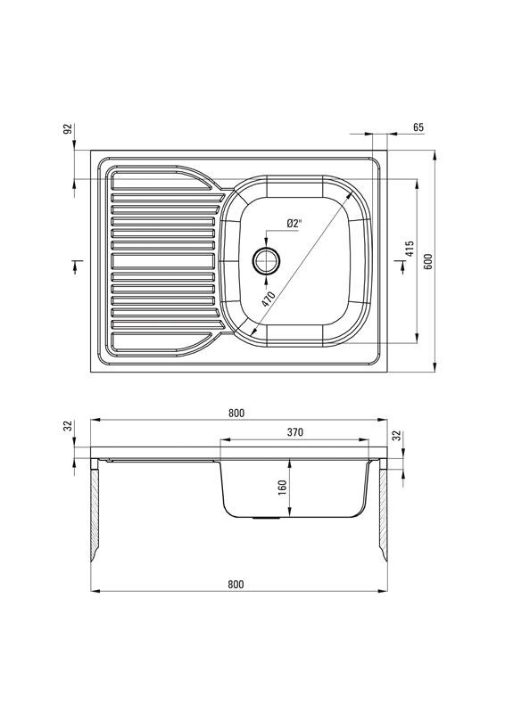 Detail-Deante Tango Stahlspüle für 80 cm Schrank Ausgussbecken, 1-Becken mit Abtropffläche, links - aufgesetzt ZM6_311L